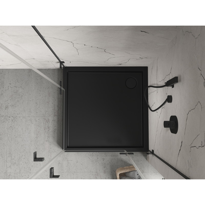 Mexen Flow+ brodzik kwadratowy 80 x 80 cm, czarny mat - 46S708080H