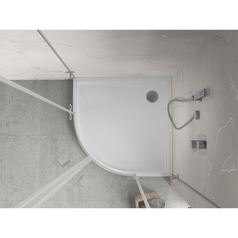 Mexen Flow+ brodzik półokrągły 90 x 90 cm, biały połysk - 46Q109090H