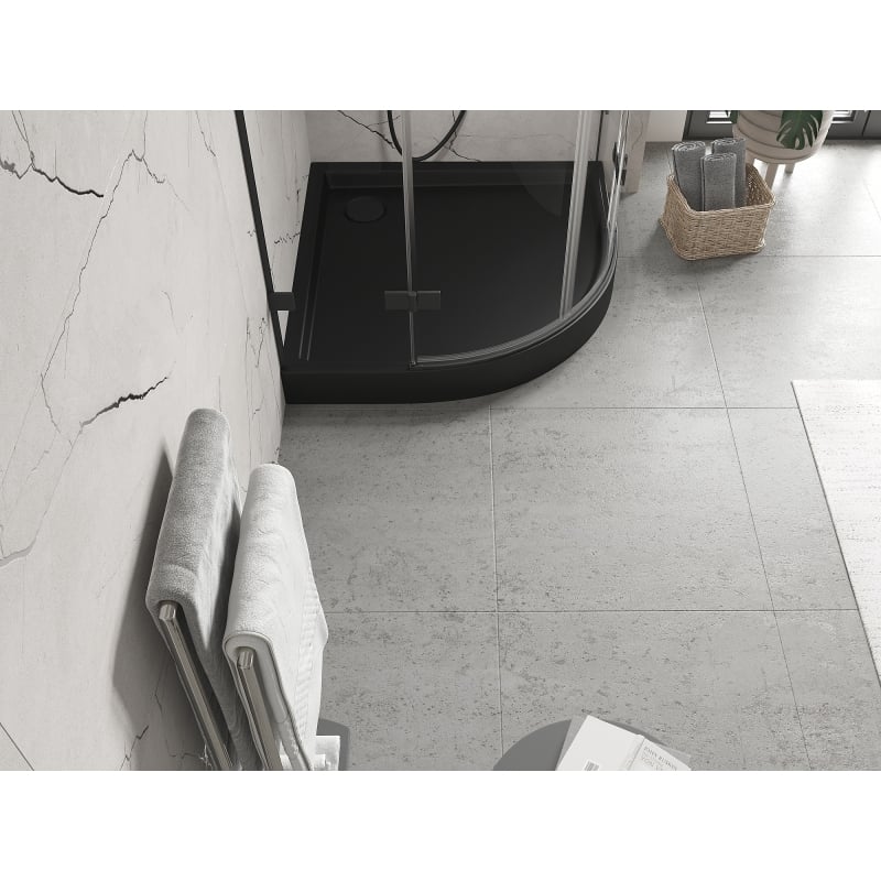 Mexen Flow+ brodzik półokrągły 90 x 90 cm, czarny mat - 46Q709090H