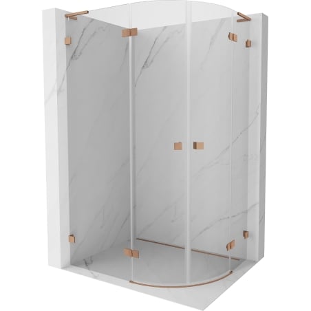 Mexen Lunar L kabina prysznicowa półokrągła uchylna lewa 100 x 90 cm, transparent, miedź szczotkowana - 833L-100L-090P-65-00