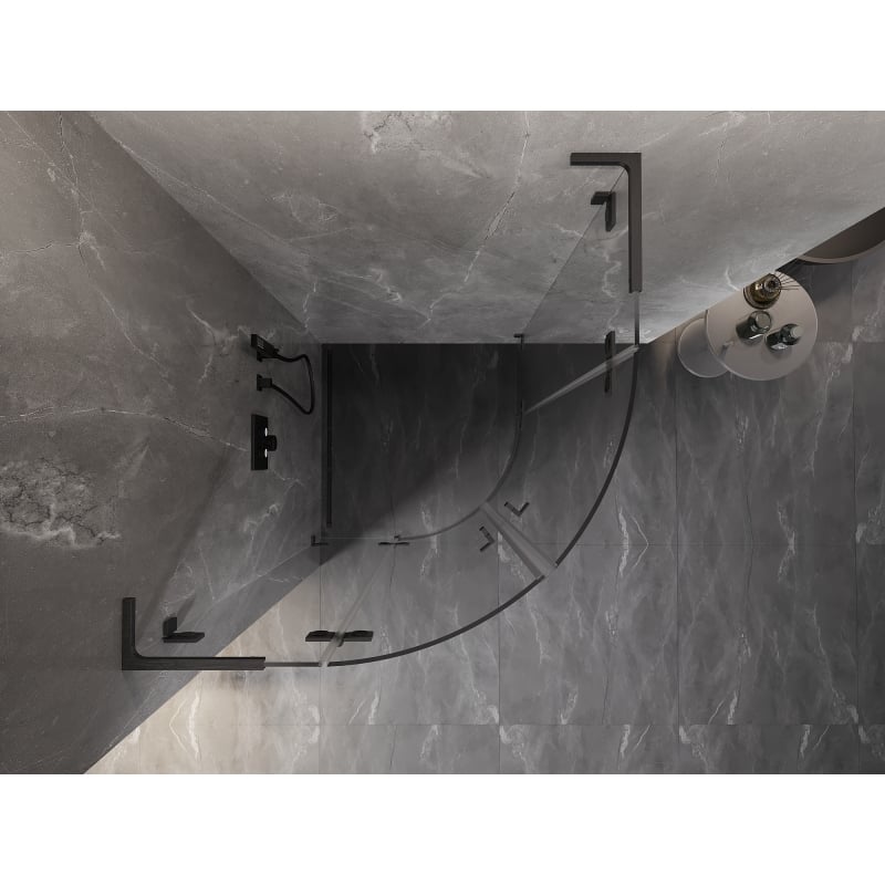 Mexen Lunar L kabina prysznicowa półokrągła uchylna 90 x 90 cm, transparent, gun gray szczotkowany - 833L-090L-090P-66-00