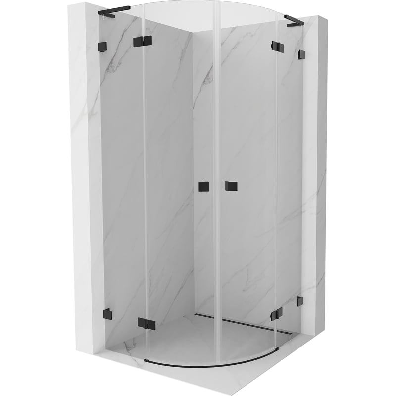 Mexen Lunar L kabina prysznicowa półokrągła uchylna 70 x 70 cm, transparent, czarna - 833L-070L-070P-70-00