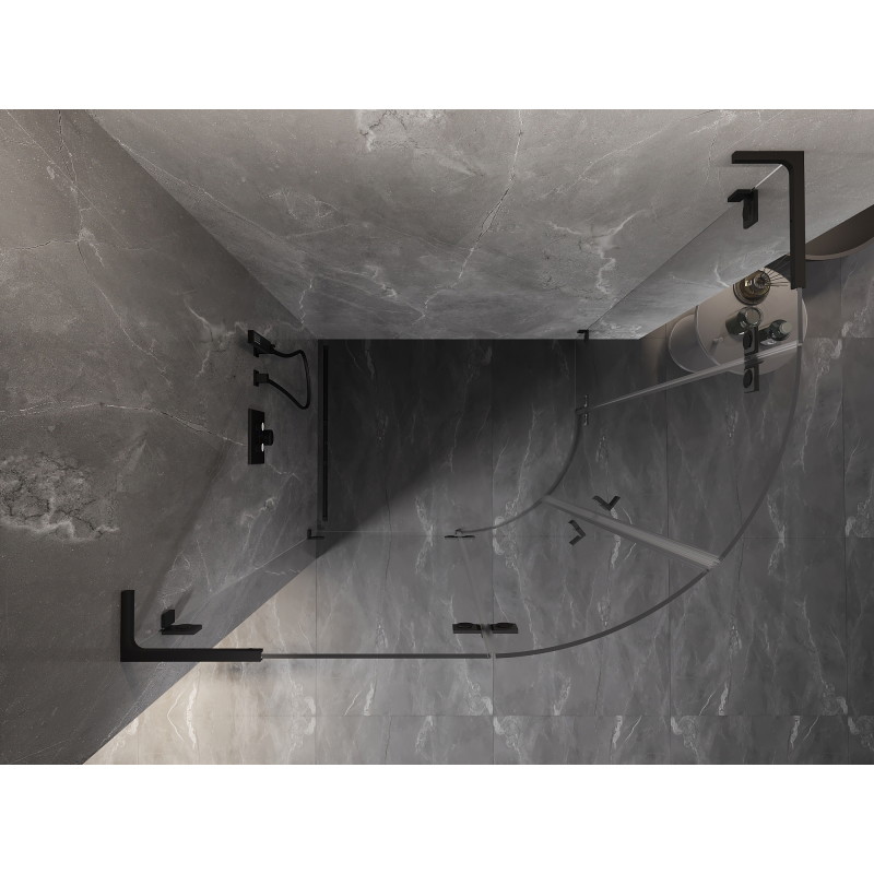 Mexen Lunar L kabina prysznicowa półokrągła uchylna lewa 100 x 90 cm, transparent, czarna - 833L-100L-090P-70-00