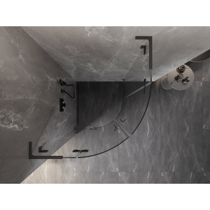 Mexen Lunar L kabina prysznicowa półokrągła uchylna 90 x 90 cm, transparent, gun metal - 833L-090L-090P-95-00