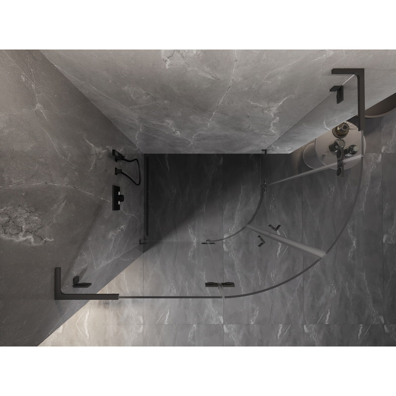Mexen Lunar L kabina prysznicowa półokrągła uchylna lewa 100 x 90 cm, transparent, gun metal - 833L-100L-090P-95-00