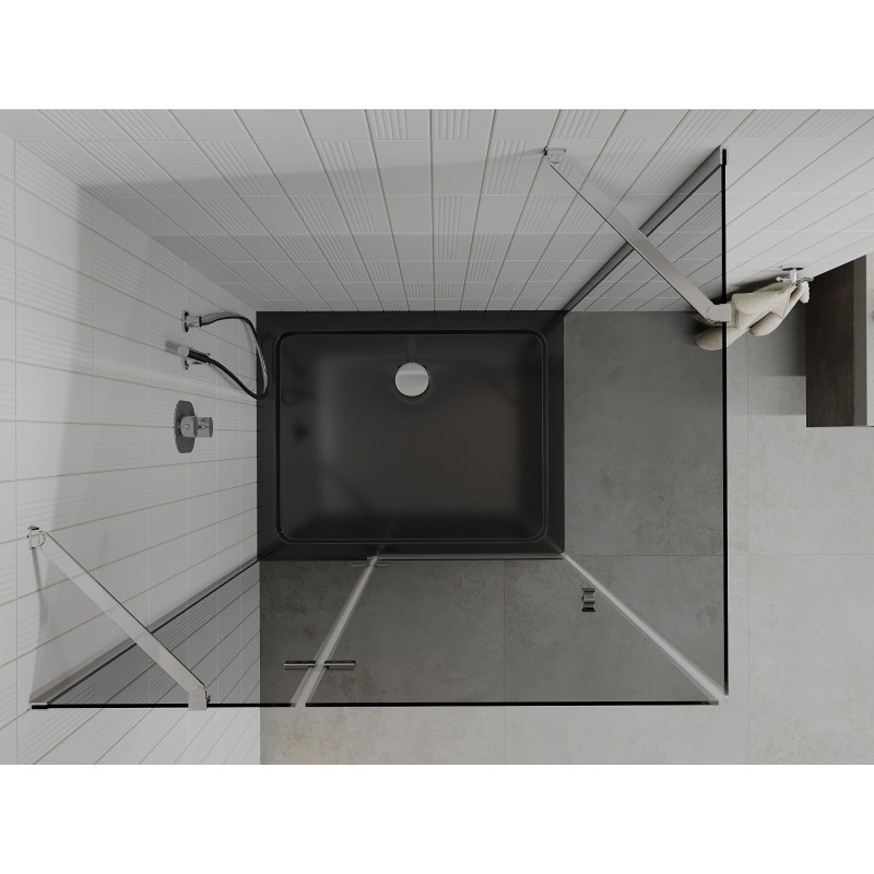 Mexen Roma kabina prysznicowa uchylna 100 x 90 cm, grafit, chrom + brodzik Flat, czarny - 854-100-090-01-40-4070