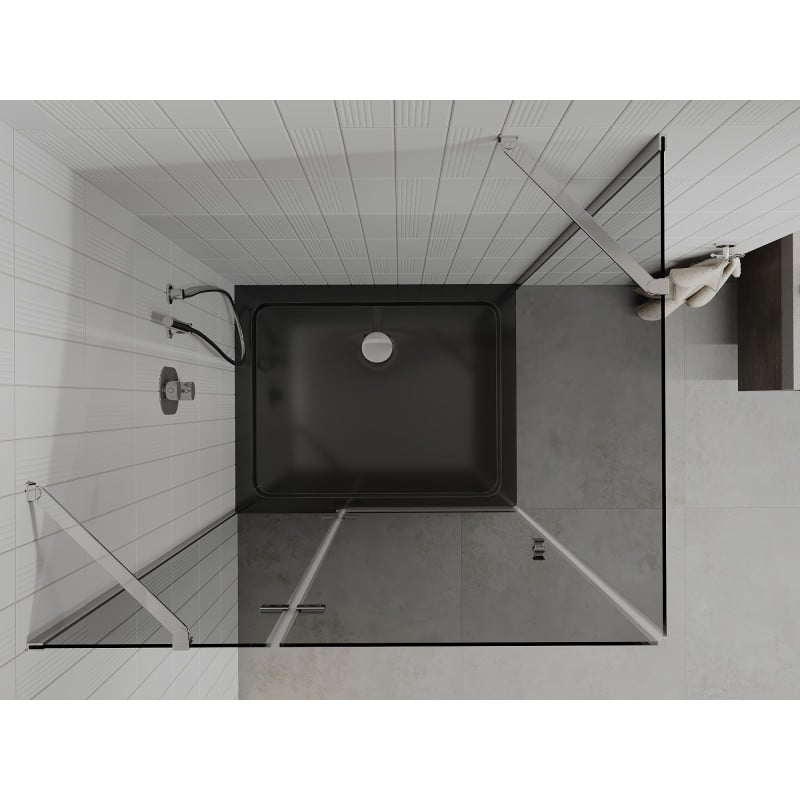 Mexen Roma kabina prysznicowa uchylna 120 x 80 cm, grafit, chrom + brodzik Flat, czarny - 854-120-080-01-40-4070