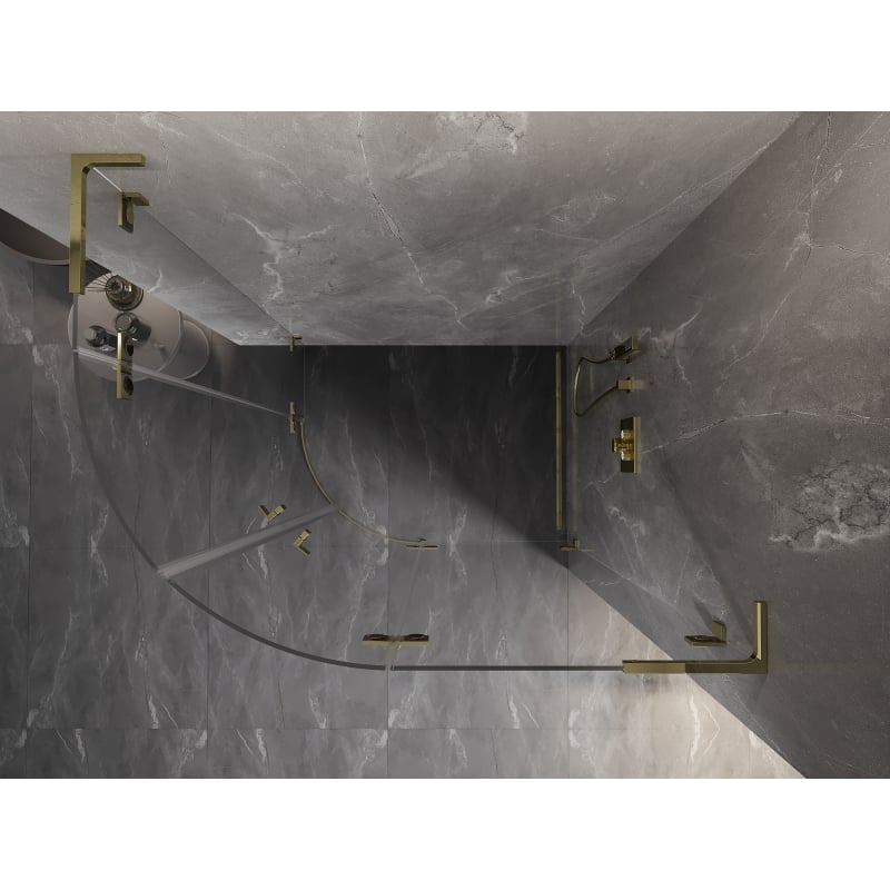 Mexen Lunar L kabina prysznicowa półokrągła uchylna prawa 100 x 90 cm, transparent, złota szczotkowana - 833L-100P-090L-55-00