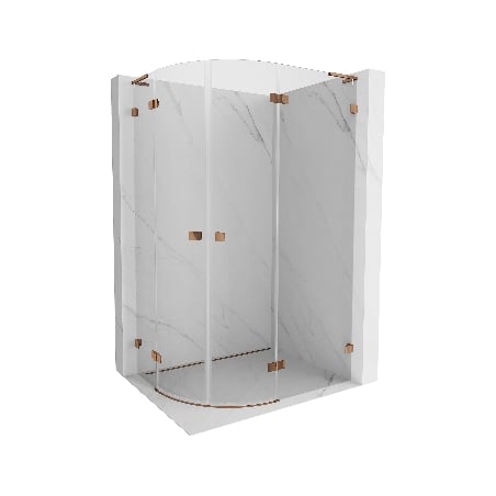 Mexen Lunar L kabina prysznicowa półokrągła uchylna prawa 100 x 80 cm, transparent, różowe złoto - 833L-100P-080L-60-00