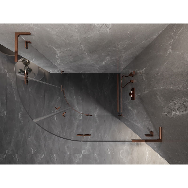 Mexen Lunar L kabina prysznicowa półokrągła uchylna prawa 100 x 90 cm, transparent, różowe złoto - 833L-100P-090L-60-00