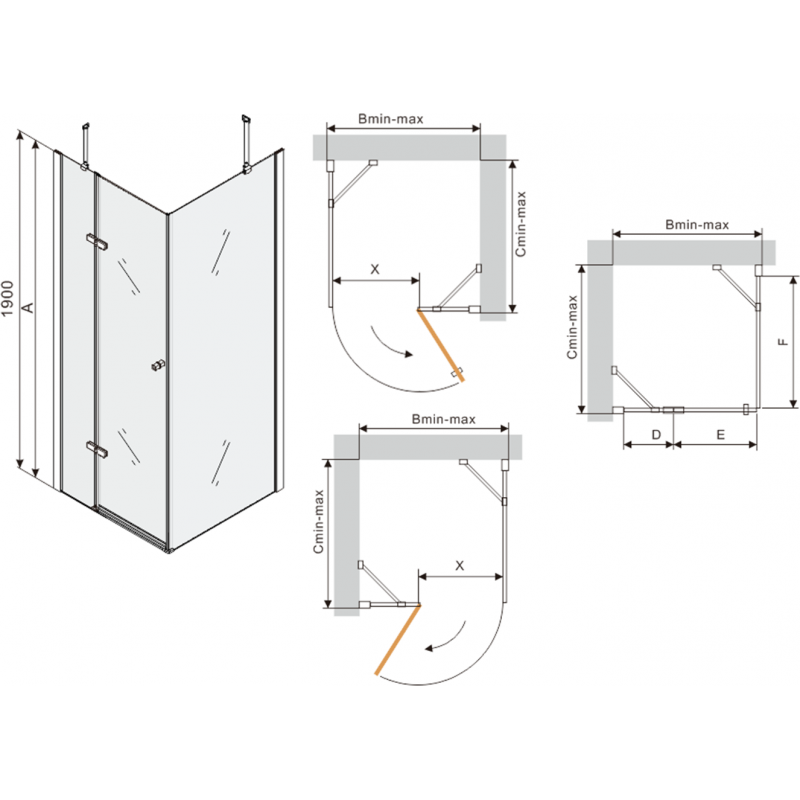 Mexen Roma kabina prysznicowa uchylna 80 x 80 cm, transparent, czarna + brodzik Flat, biały - 854-080-080-70-00-4010B