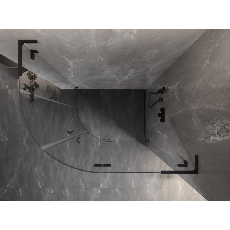 Mexen Lunar L kabina prysznicowa półokrągła uchylna prawa 100 x 90 cm, transparent, czarna - 833L-100P-090L-70-00