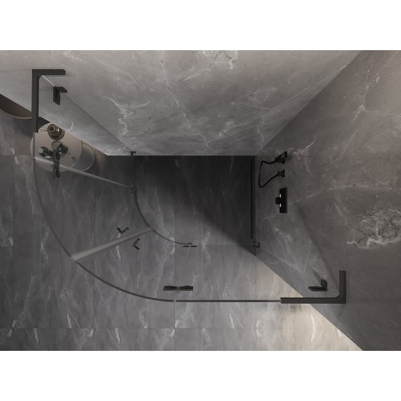Mexen Lunar L kabina prysznicowa półokrągła uchylna prawa 100 x 90 cm, transparent, gun metal - 833L-100P-090L-95-00
