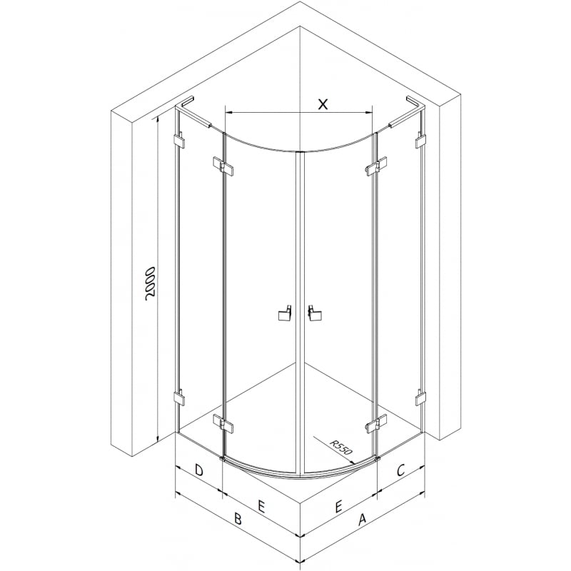Mexen Lunar L kabina prysznicowa półokrągła uchylna prawa 100 x 90 cm, transparent, gun metal - 833L-100P-090L-95-00