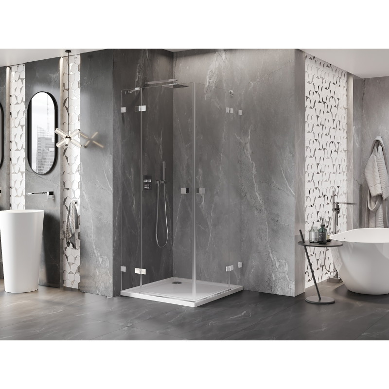 Mexen Lunar Duo kabina prysznicowa uchylna 110 x 110 cm, transparent, chrom - 834-110L-110P-01-00