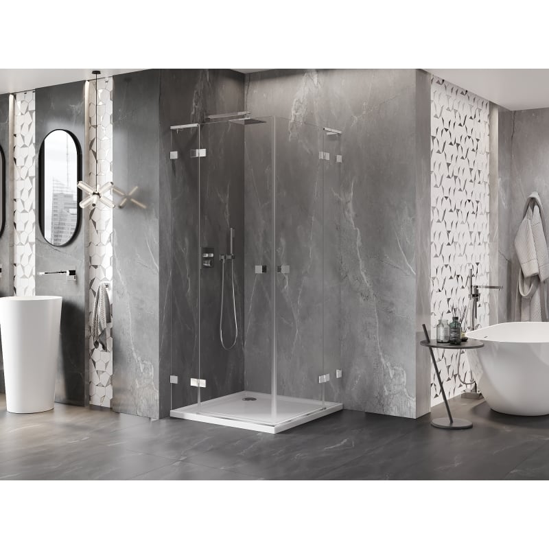 Mexen Lunar L Duo kabina prysznicowa uchylna 85 x 85 cm, transparent, chrom - 834L-085L-085P-01-00