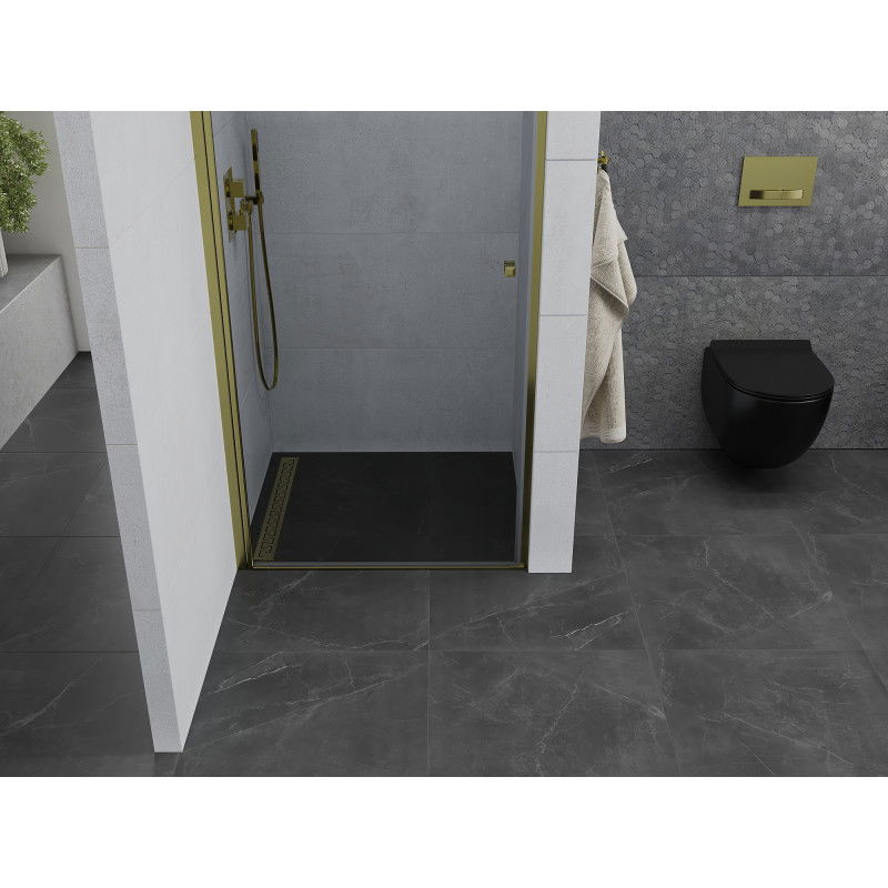 Mexen Pretoria drzwi prysznicowe uchylne 70 cm, transparent, złote - 852-070-000-50-00