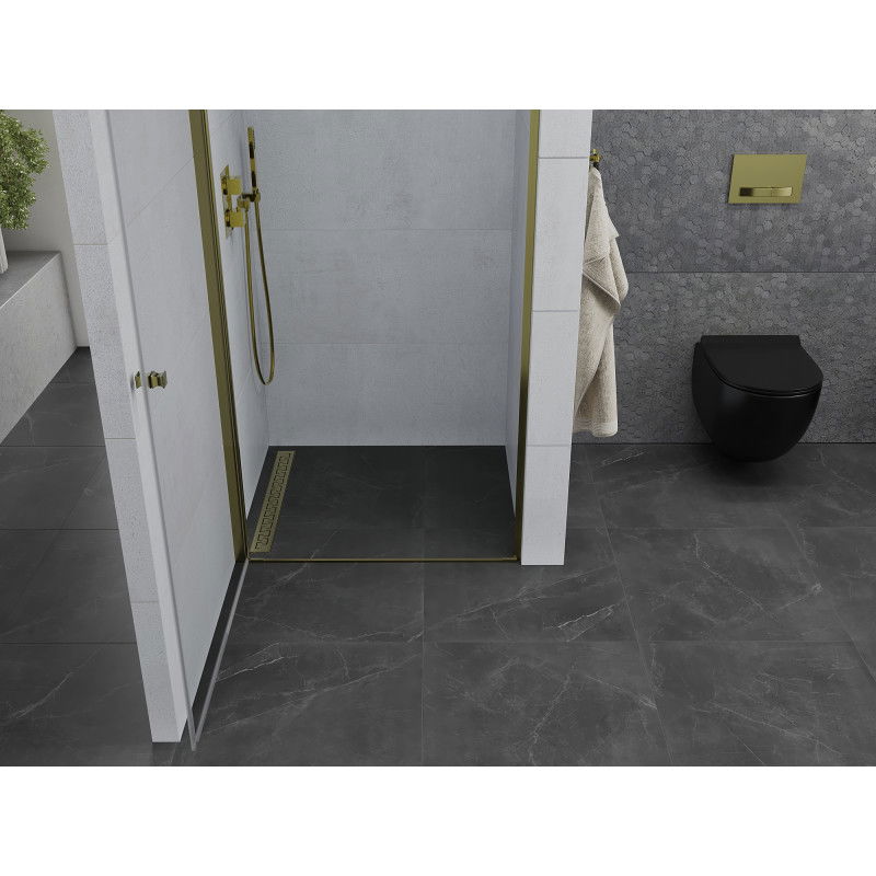 Mexen Pretoria drzwi prysznicowe uchylne 90 cm, transparent, złote - 852-090-000-50-00