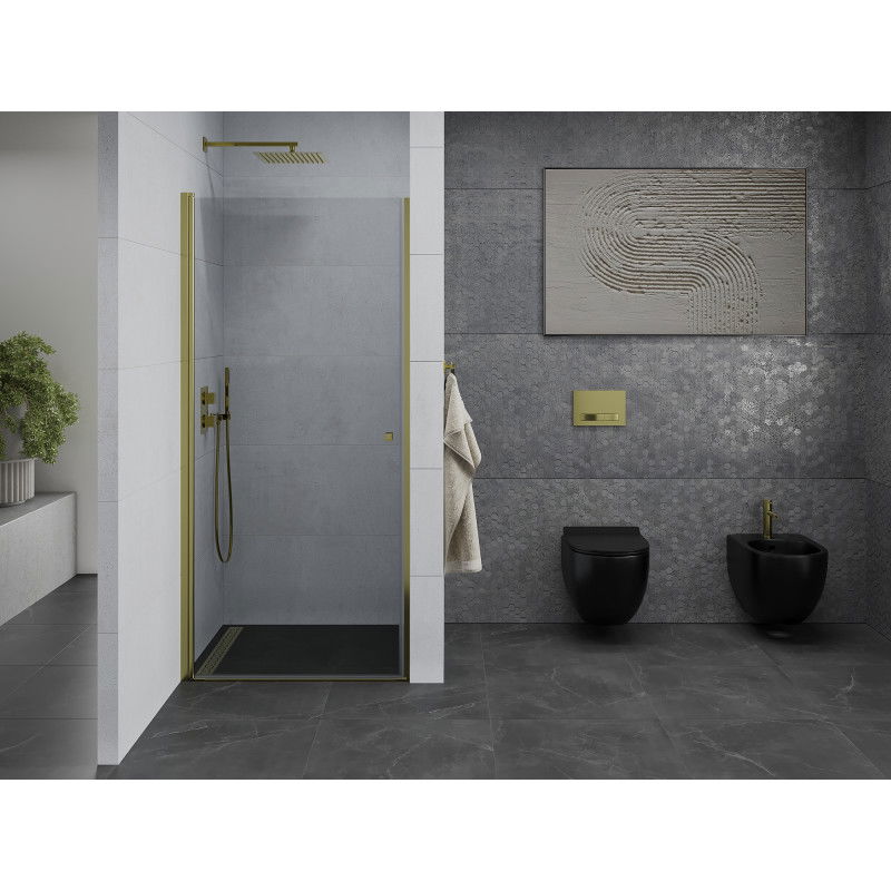 Mexen Pretoria drzwi prysznicowe uchylne 90 cm, transparent, złote - 852-090-000-50-00