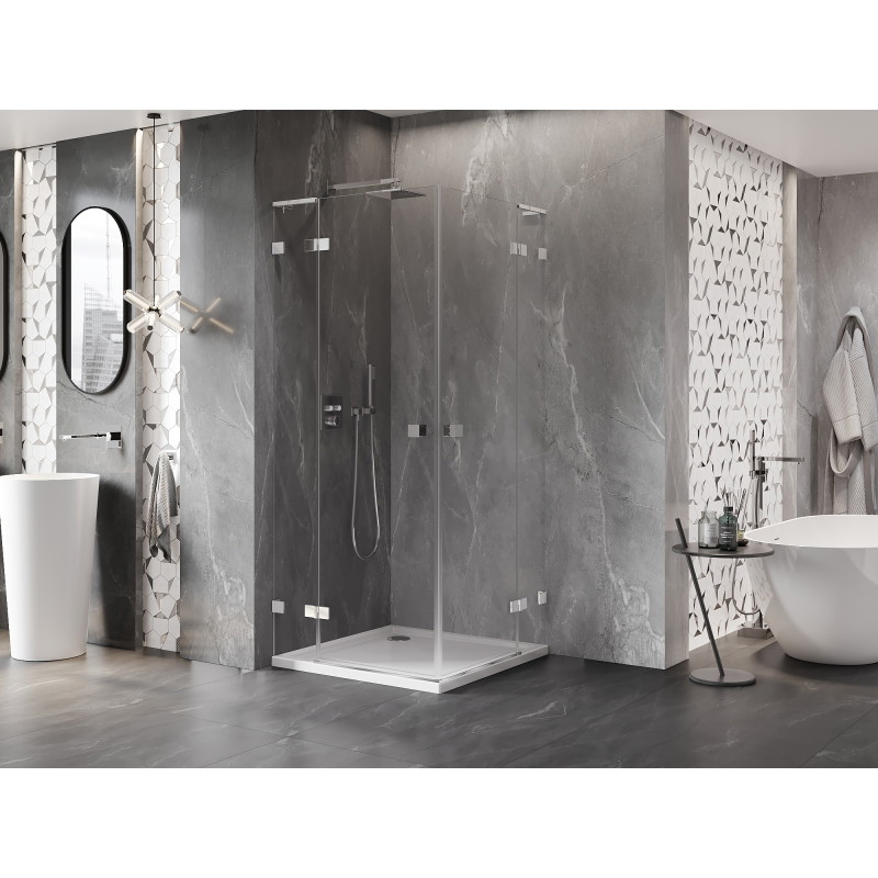 Mexen Lunar L Duo kabina prysznicowa uchylna 100 x 100 cm, transparent, chrom - 834L-100L-100P-01-00