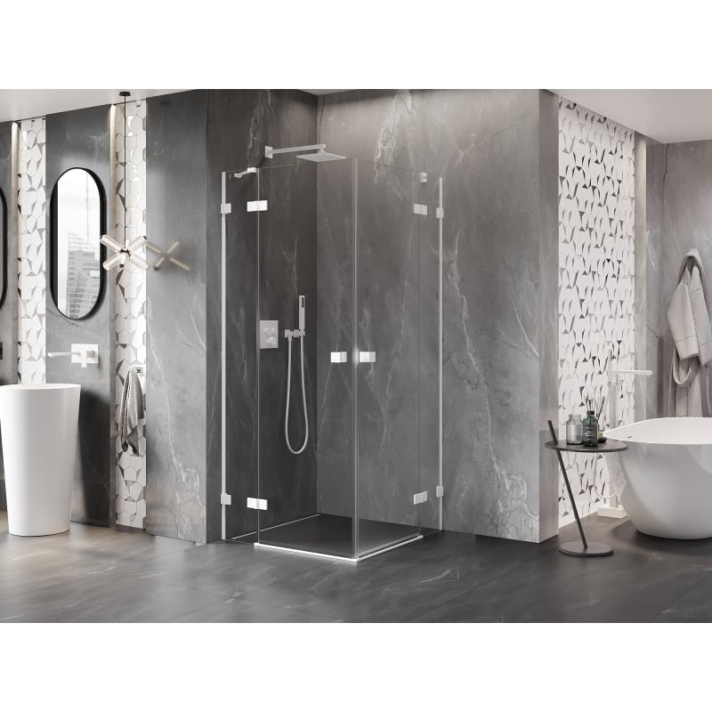 Mexen Lunar Duo kabina prysznicowa uchylna 75 x 75 cm, transparent, biała - 834-075L-075P-20-00