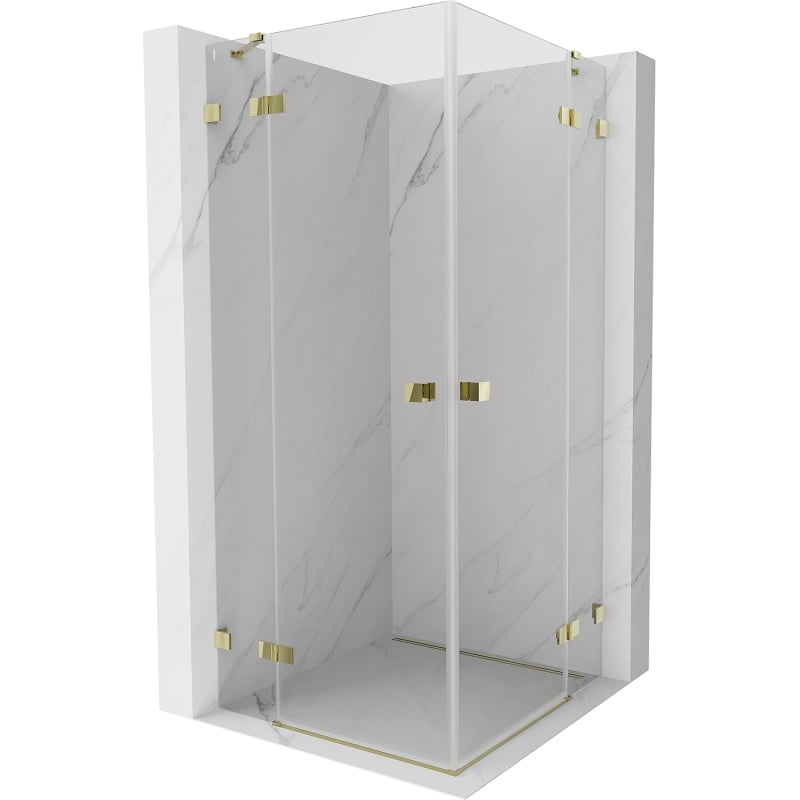 Mexen Lunar Duo kabina prysznicowa uchylna 85 x 85 cm, transparent, złota - 834-085L-085P-50-00