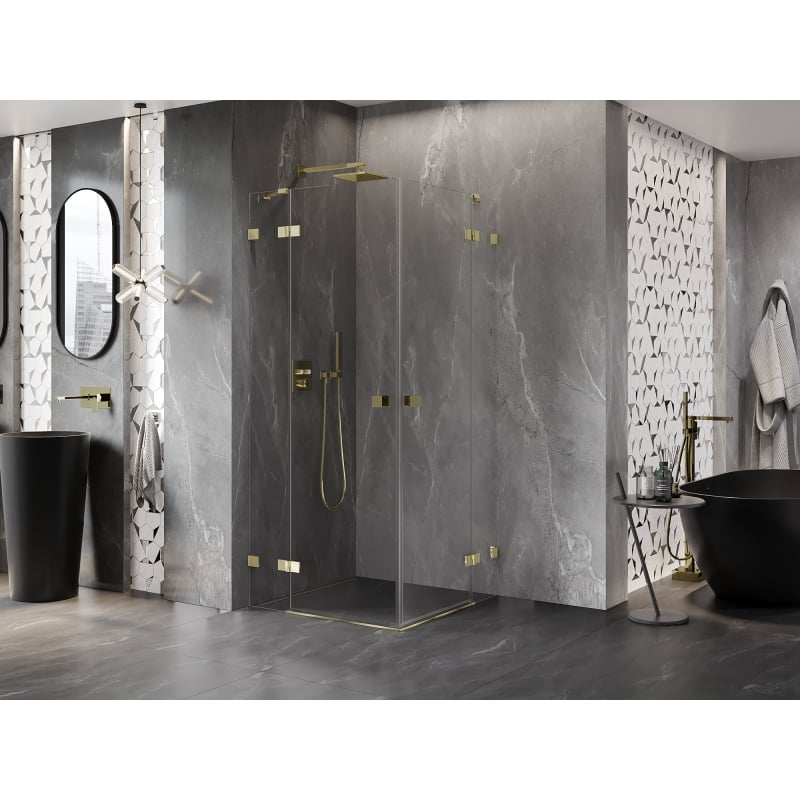 Mexen Lunar Duo kabina prysznicowa uchylna 95 x 95 cm, transparent, złota - 834-095L-095P-50-00