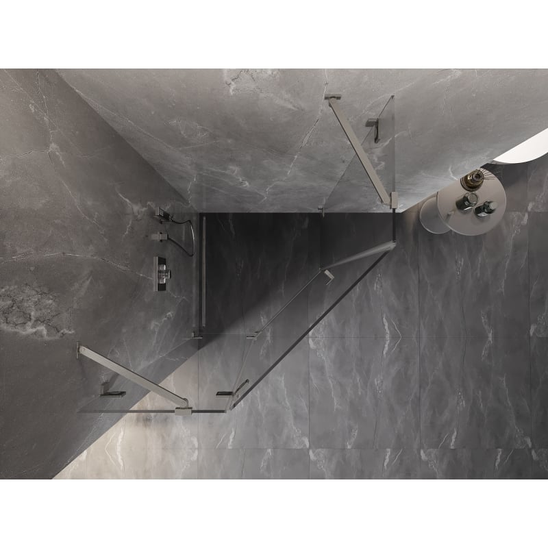 Mexen Lunar kabina prysznicowa pięciokątna uchylna lewa 100 x 100 cm, transparent, nikiel szczotkowany - 831-100L-100P-97-00-L