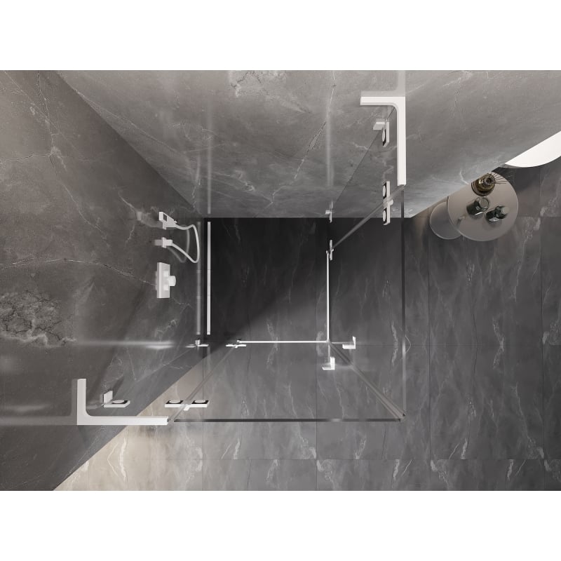 Mexen Lunar L Duo kabina prysznicowa uchylna 90 x 90 cm, transparent, biała - 834L-090L-090P-20-00