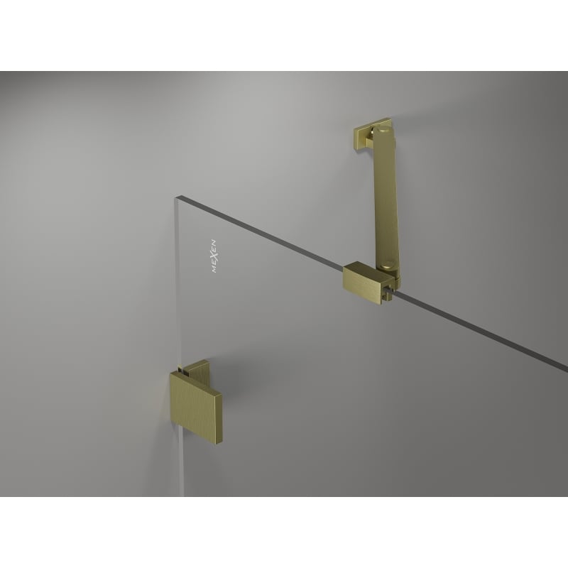 Mexen Lunar kabina prysznicowa pięciokątna uchylna prawa 100 x 100 cm, transparent, złota szczotkowana - 831-100P-100L-55-00-P