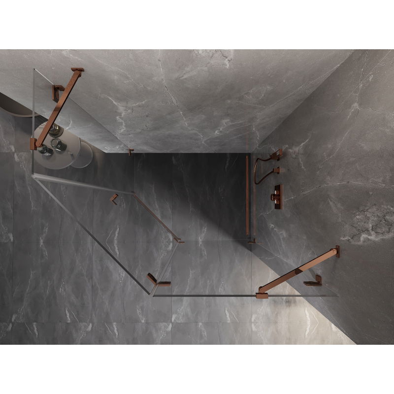 Mexen Lunar kabina prysznicowa pięciokątna uchylna prawa 100 x 90 cm, transparent, różowe złoto - 831-100P-090L-60-00-P