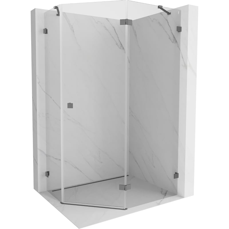 Mexen Lunar kabina prysznicowa pięciokątna uchylna prawa 100 x 80 cm, transparent, gun metal - 831-100P-080L-95-00-P