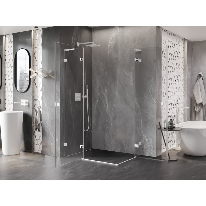 Mexen Lunar L Duo kabina prysznicowa uchylna lewa 120 x 95 cm, transparent, biała - 834L-120L-095P-20-00