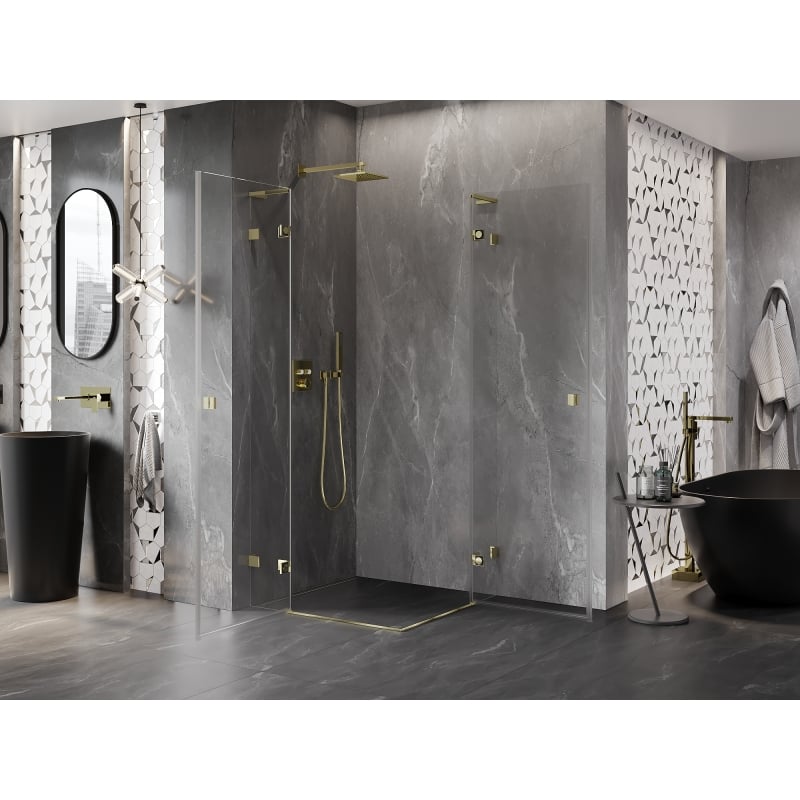 Mexen Lunar L Duo kabina prysznicowa uchylna 95 x 95 cm, transparent, złota - 834L-095L-095P-50-00