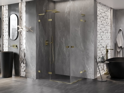 Mexen Lunar L Duo kabina prysznicowa uchylna lewa 105 x 90 cm, transparent, złota - 834L-105L-090P-50-00