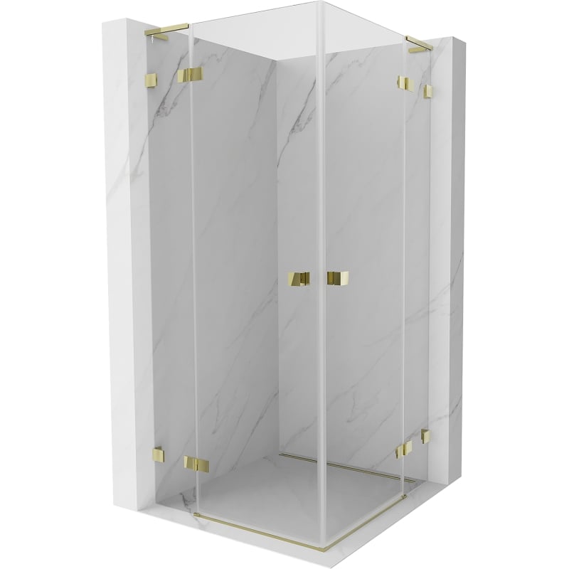 Mexen Lunar L Duo kabina prysznicowa uchylna 120 x 120 cm, transparent, złota - 834L-120L-120P-50-00