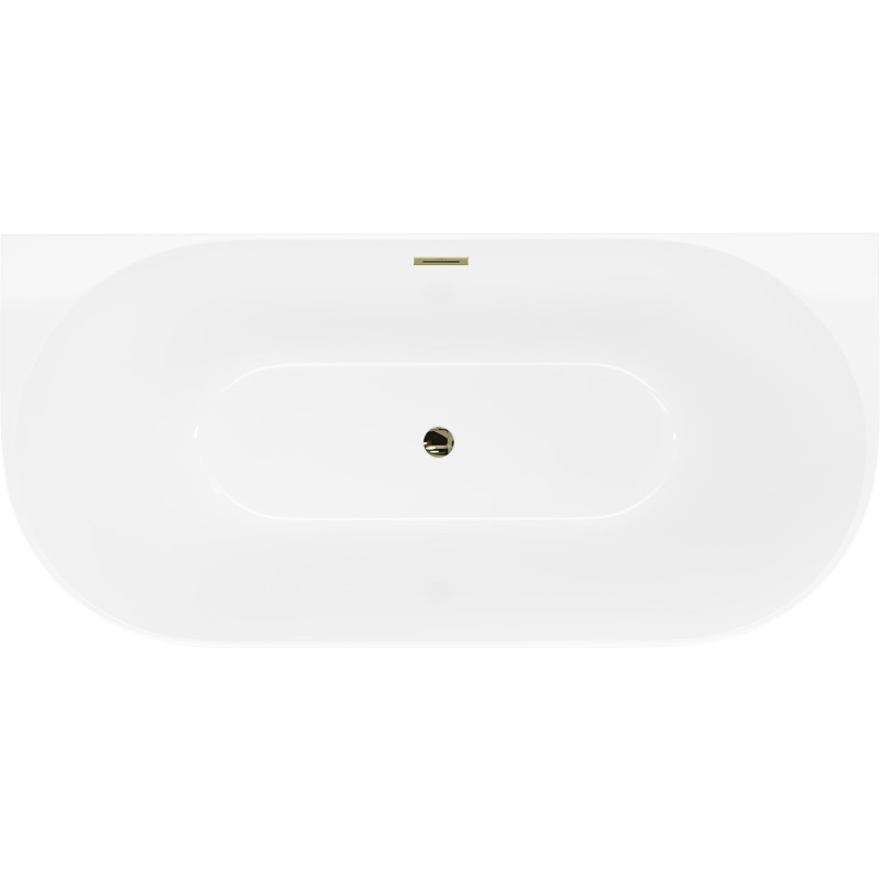 Mexen Oval Slim wanna wolnostojąca przyścienna 170 x 80 cm, biała, przelew złoty - 52661708000-50