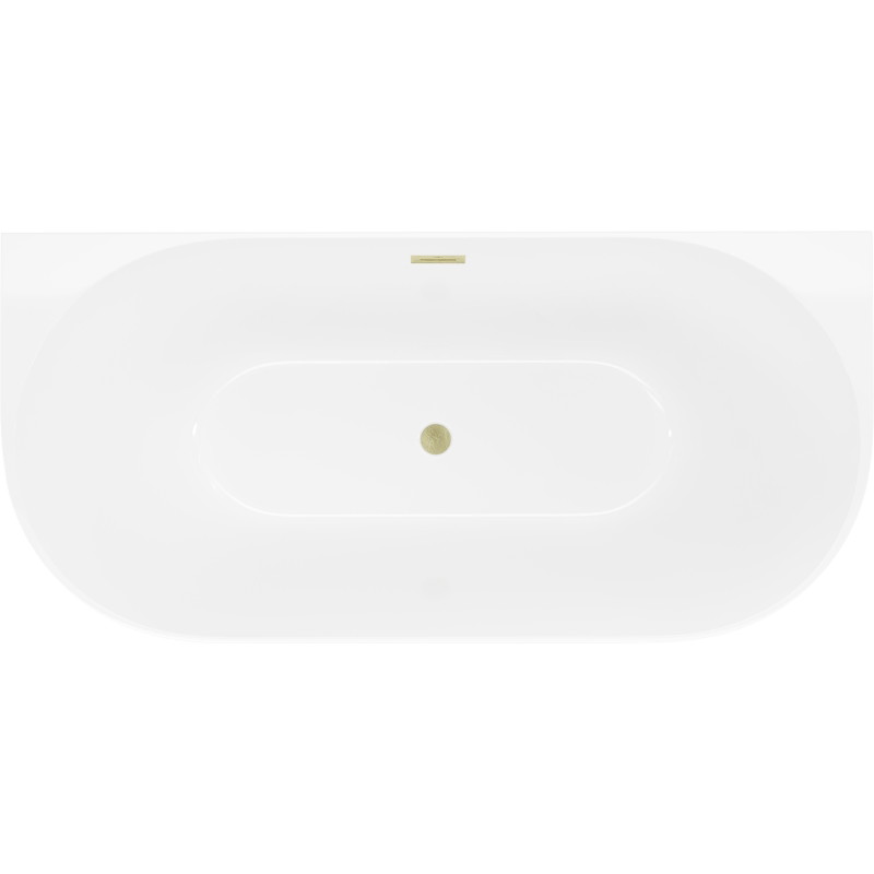 Mexen Oval Slim wanna wolnostojąca przyścienna 170 x 80 cm, biała, przelew złoty szczotkowany - 52661708000-55