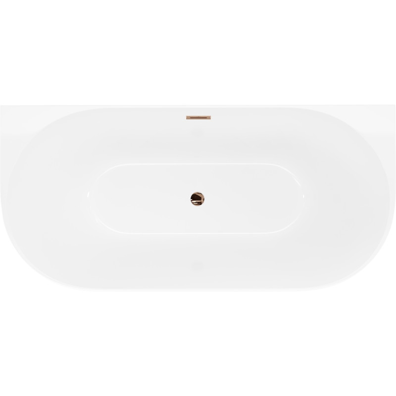 Mexen Oval Slim wanna wolnostojąca przyścienna 170 x 80 cm, biała, przelew różowe złoto - 52661708000-60