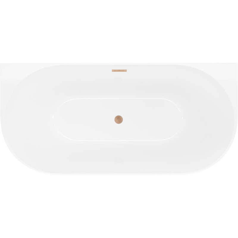 Mexen Oval Slim wanna wolnostojąca przyścienna 170 x 80 cm, biała, przelew miedź szczotkowana - 52661708000-65