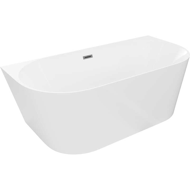 Mexen Oval Slim wanna wolnostojąca przyścienna 170 x 80 cm, biała, przelew gun gray szczotkowany - 52661708000-66
