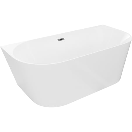 Mexen Oval Slim wanna wolnostojąca przyścienna 170 x 80 cm, biała, przelew gun gray szczotkowany - 52661708000-66