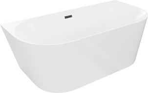 Mexen Oval Slim wanna wolnostojąca przyścienna 170 x 80 cm, biała, przelew czarny - 52661708000-70