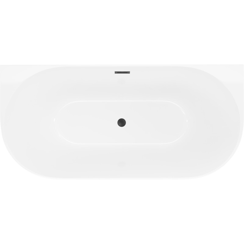 Mexen Oval Slim wanna wolnostojąca przyścienna 170 x 80 cm, biała, przelew czarny - 52661708000-70