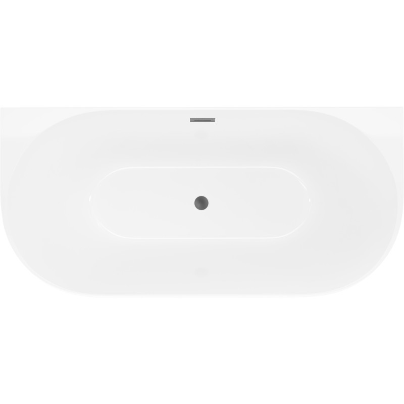 Mexen Oval Slim wanna wolnostojąca przyścienna 170 x 80 cm, biała, przelew gun metal - 52661708000-95