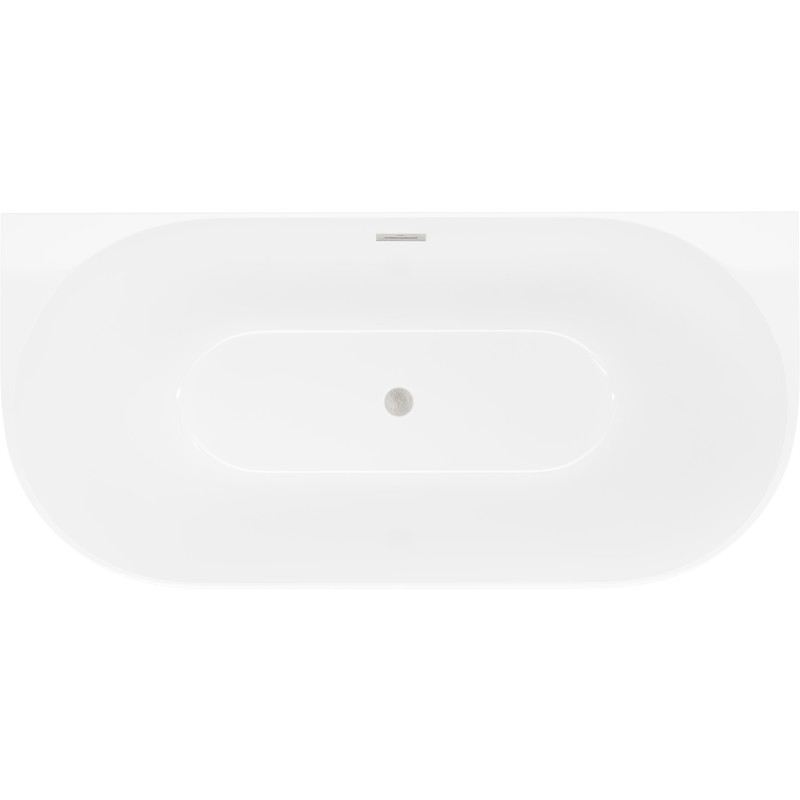 Mexen Oval Slim wanna wolnostojąca przyścienna 170 x 80 cm, biała, przelew nikiel szczotkowany - 52661708000-97