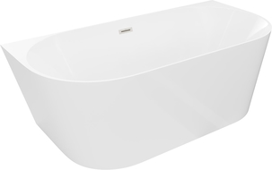 Mexen Oval Slim wanna wolnostojąca przyścienna 170 x 80 cm, biała, przelew nikiel szczotkowany - 52661708000-97