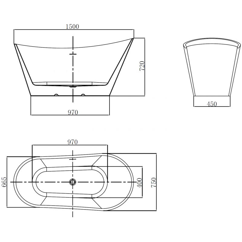 Mexen Dora wanna wolnostojąca 150 x 75 cm, biała, przelew różowe złoto - 52071507500-60