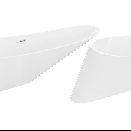Mexen Dora wanna wolnostojąca 150 x 75 cm, biała, przelew nikiel szczotkowany - 52071507500-97