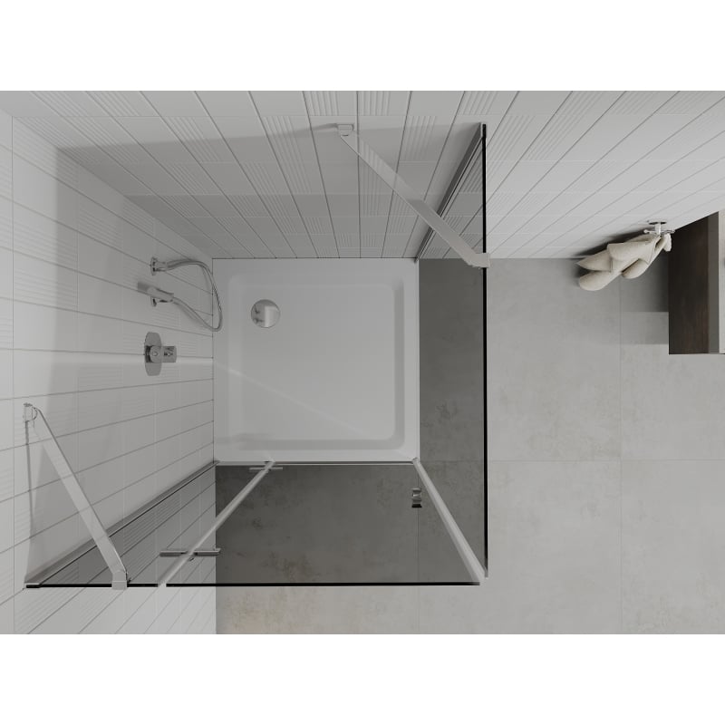 Mexen Roma kabina prysznicowa uchylna 90 x 90 cm, grafit, chrom + brodzik Flat, biały - 854-090-090-01-40-4010